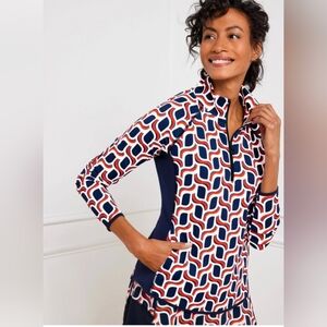 Talbot's NWOT Performance Interlock Half-Zip Pullover Jacket in Wavy Swirls M P